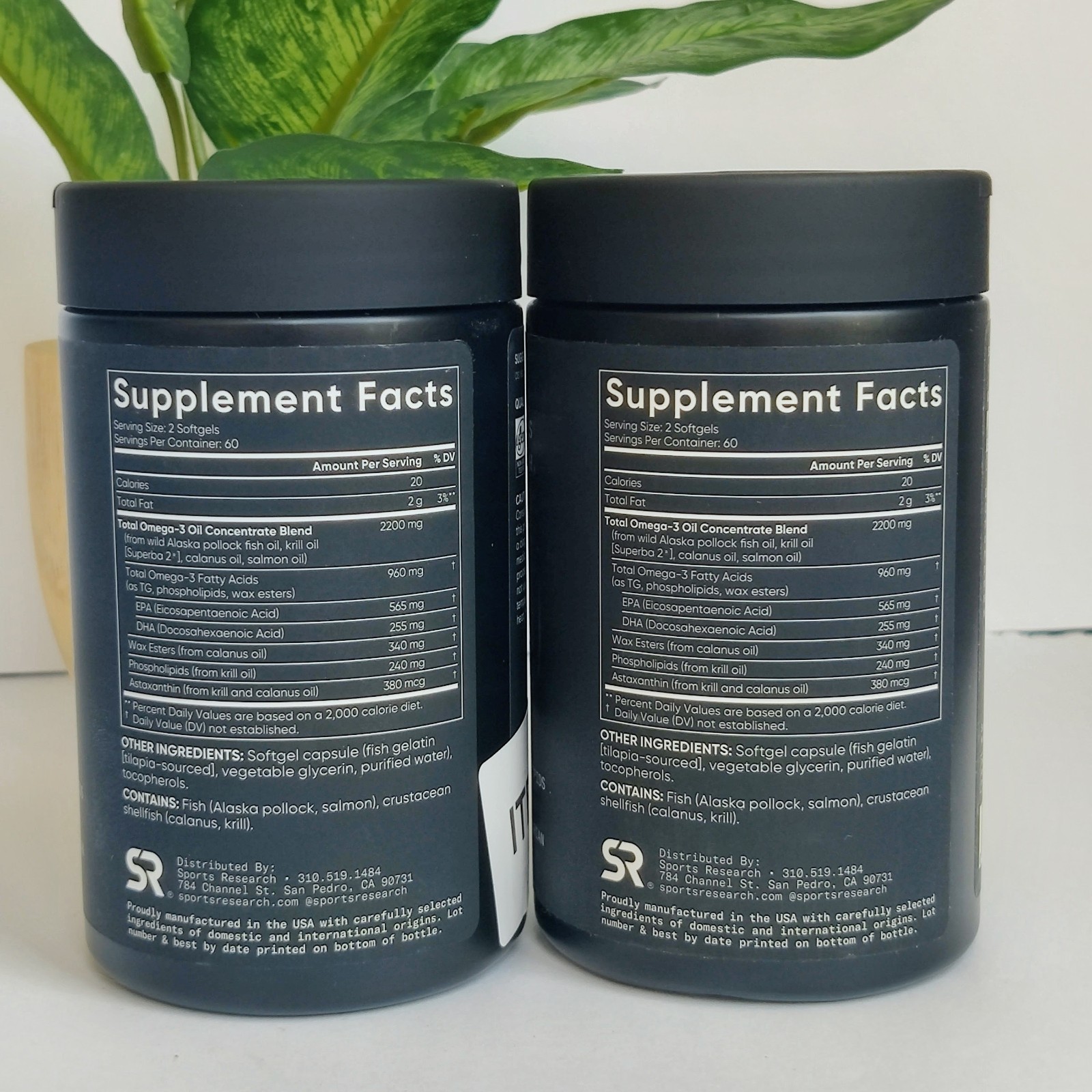2 PACK Sports Research Total Omega-3 FULL SPECTRUM 2200mg EPA DHA 120 Sftgels x2