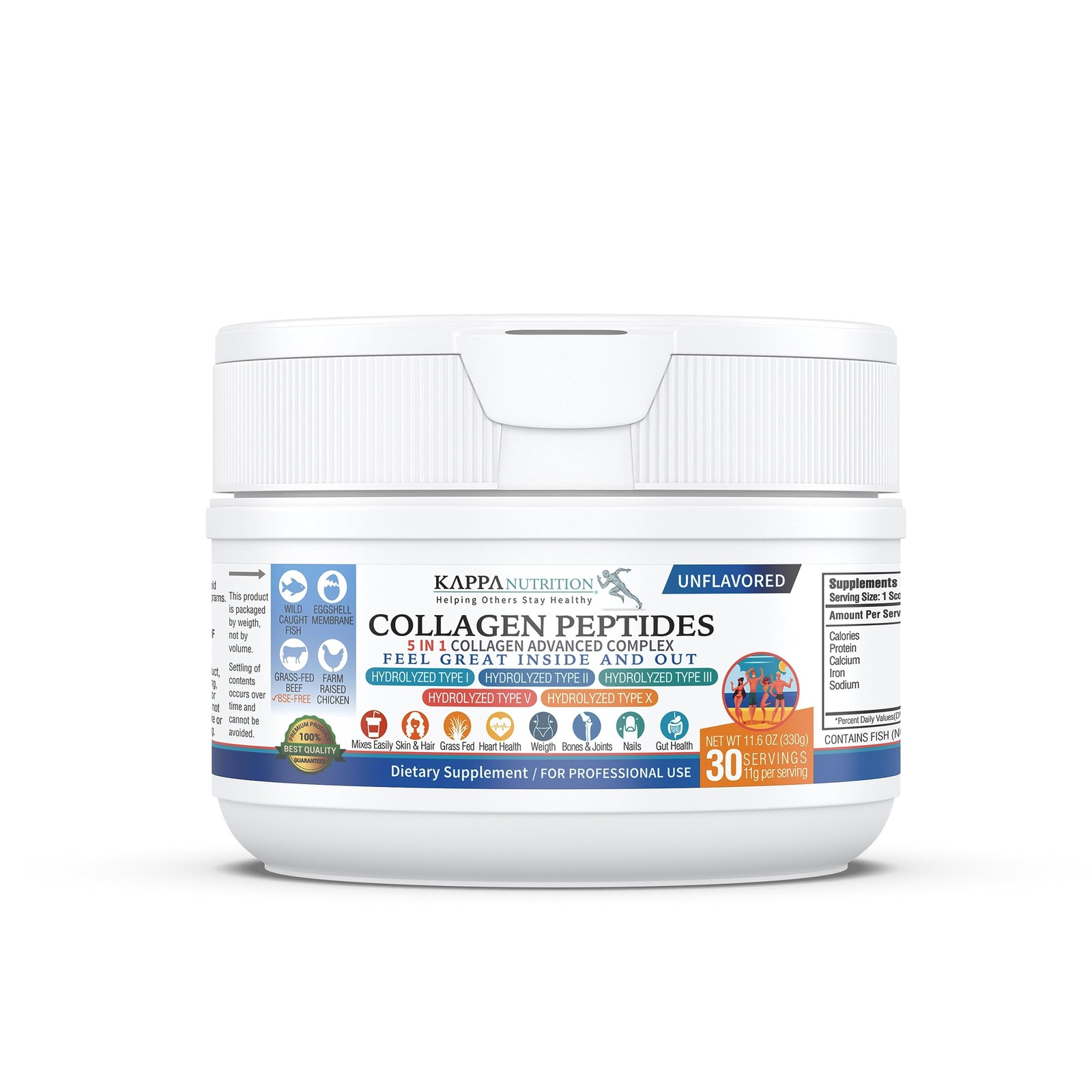Collagen Peptides Powder, 5 in 1 11.6 Ounce (Pack of 1)