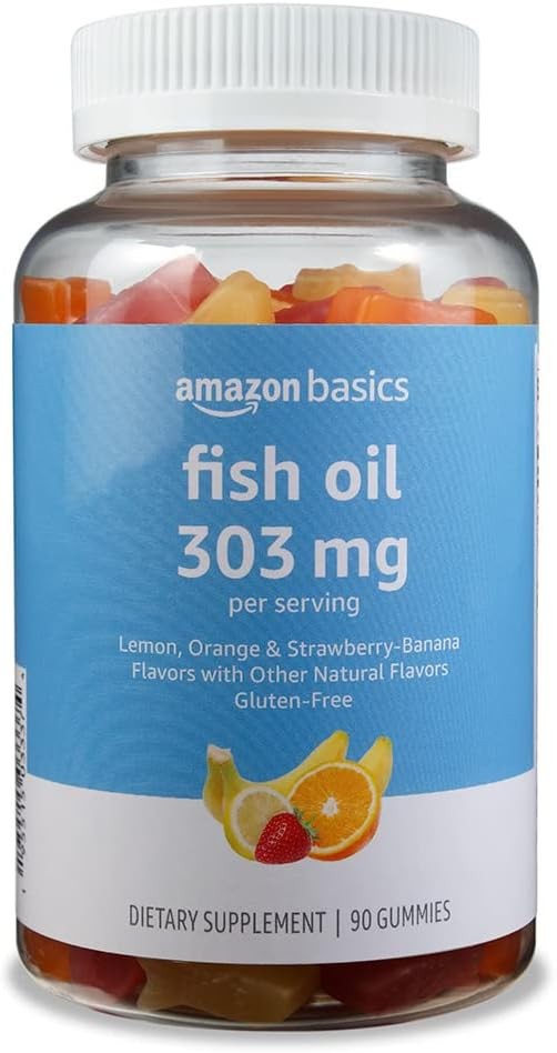 Amazon Basics Fish Oil 303mg Omega-3 Soft Chew Gummies 90 Count