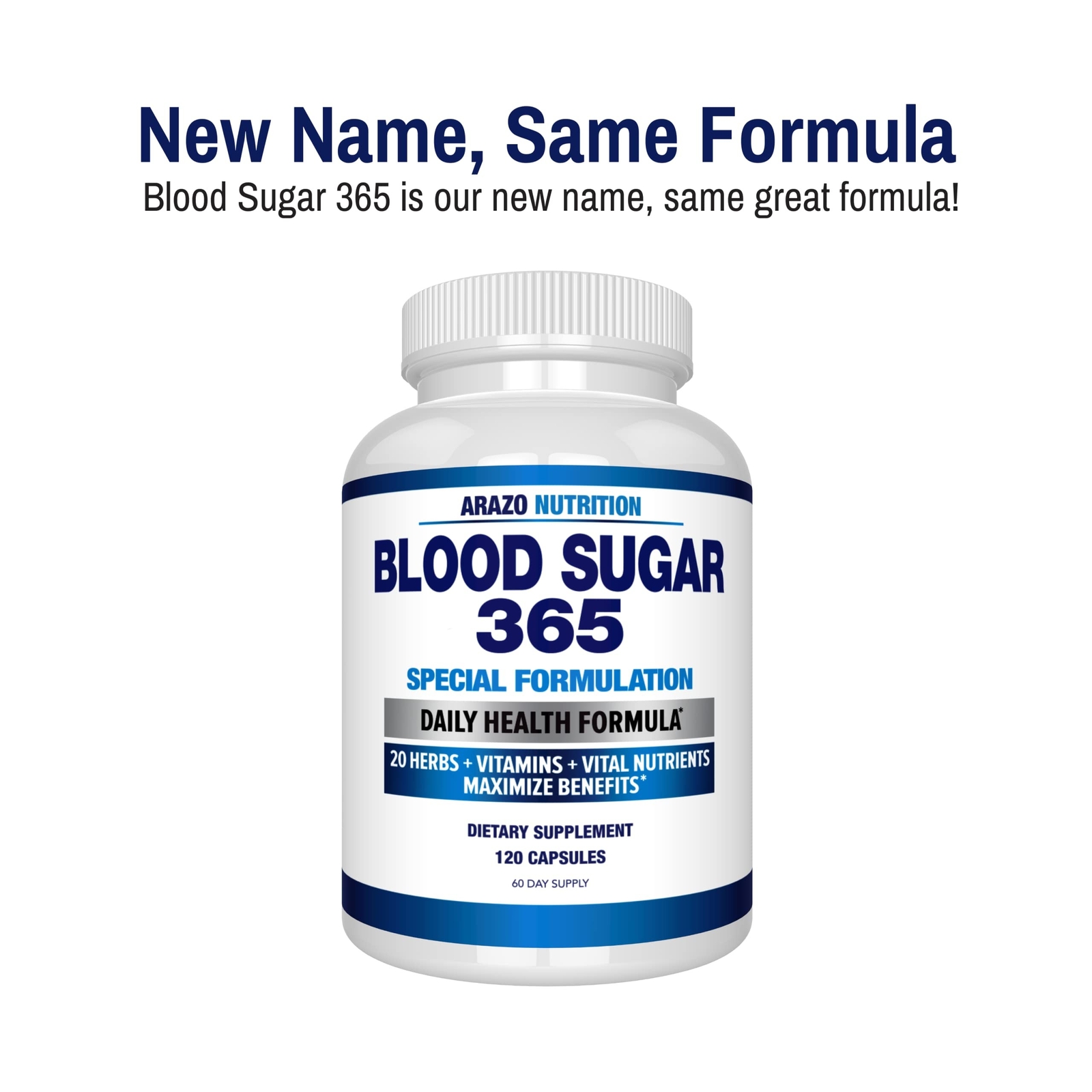 Arazo Nutrition Blood Sugar 365 Supplement – 120 Herbal Pills – 60 Day Supply