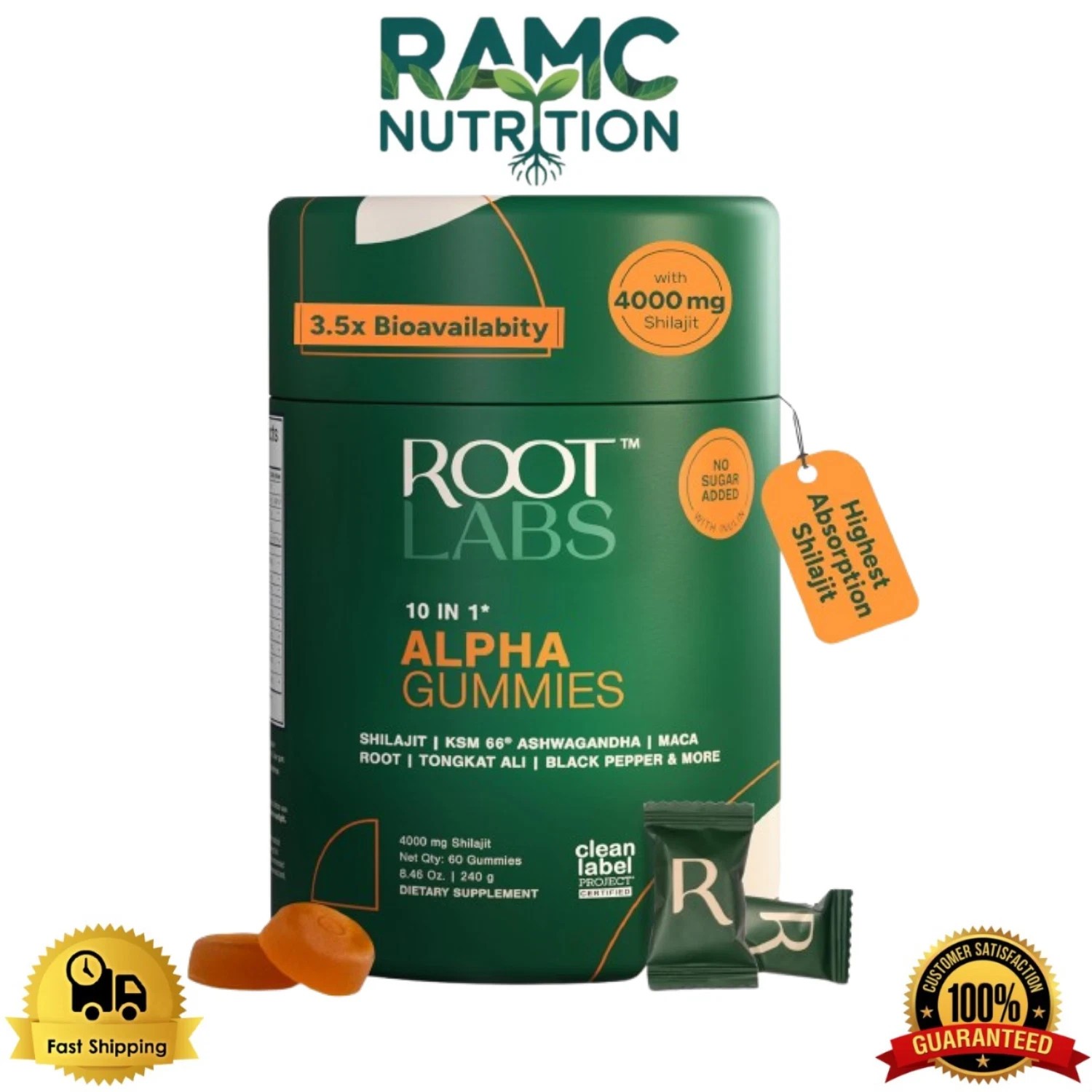 Root Labs Alpha 60 | 4000 mg Pure Gummies Shilajit | Gummies Himalayan