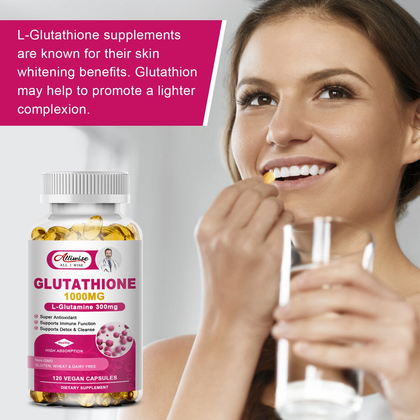 GLUTATHIONE Collagen Antioxidant Anti-aging Skin Whitening Vitamin C Capsules