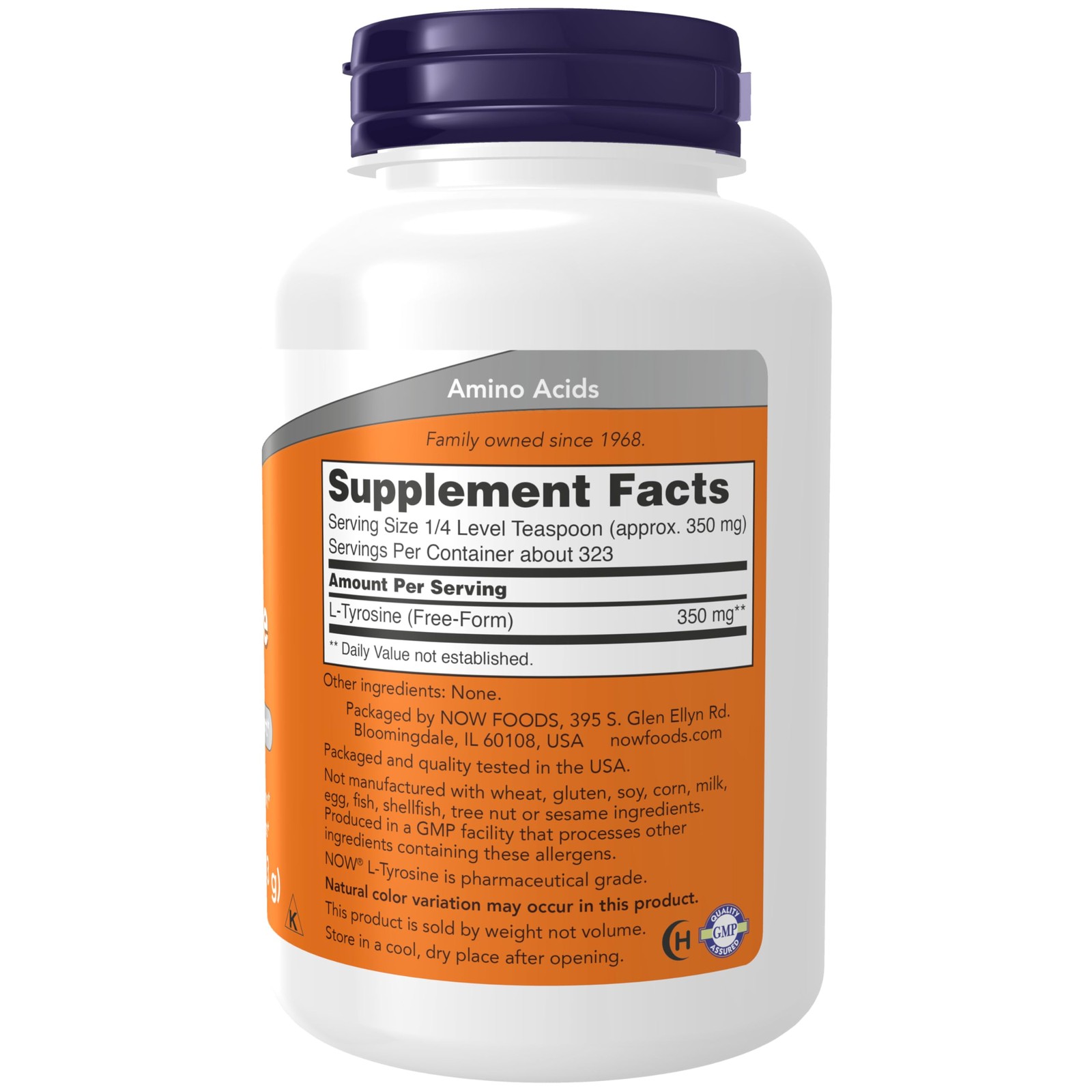 NOW Foods Supplements, L-Tyrosine Powder, 4 Ounce (Pack of 1), Off White