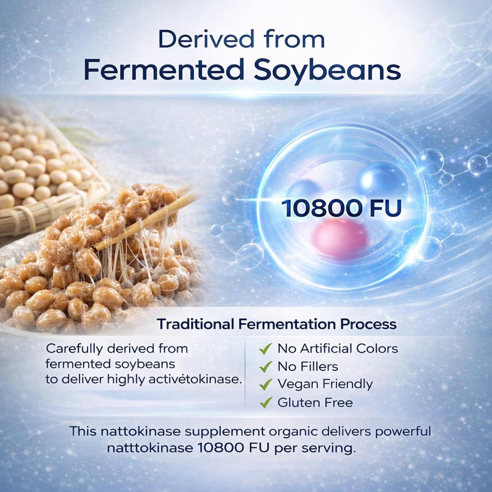 60 Capsules Nattokinase Supplement – 10800 FU Per Serving