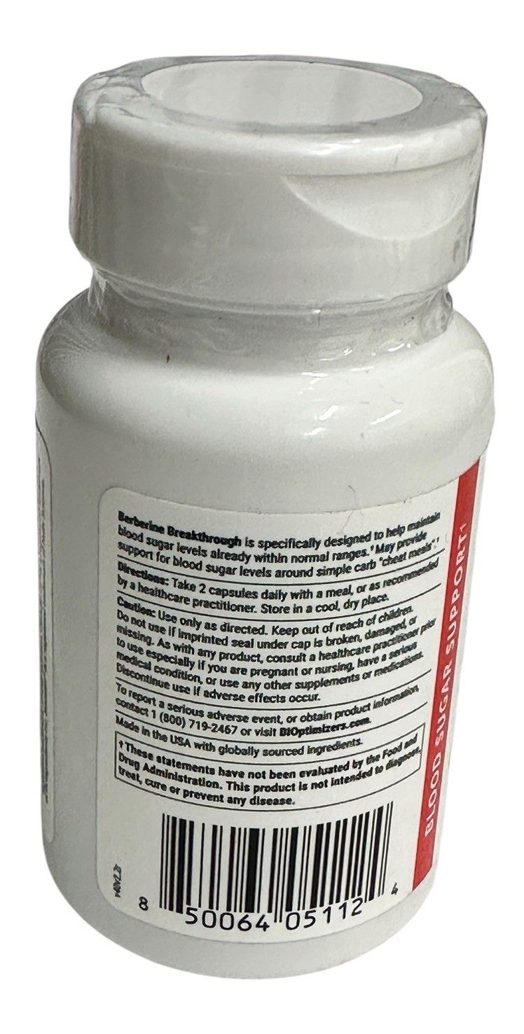 BiOptimizers Berberine Breakthrough 40 Veggie Caps Version 2.0 New