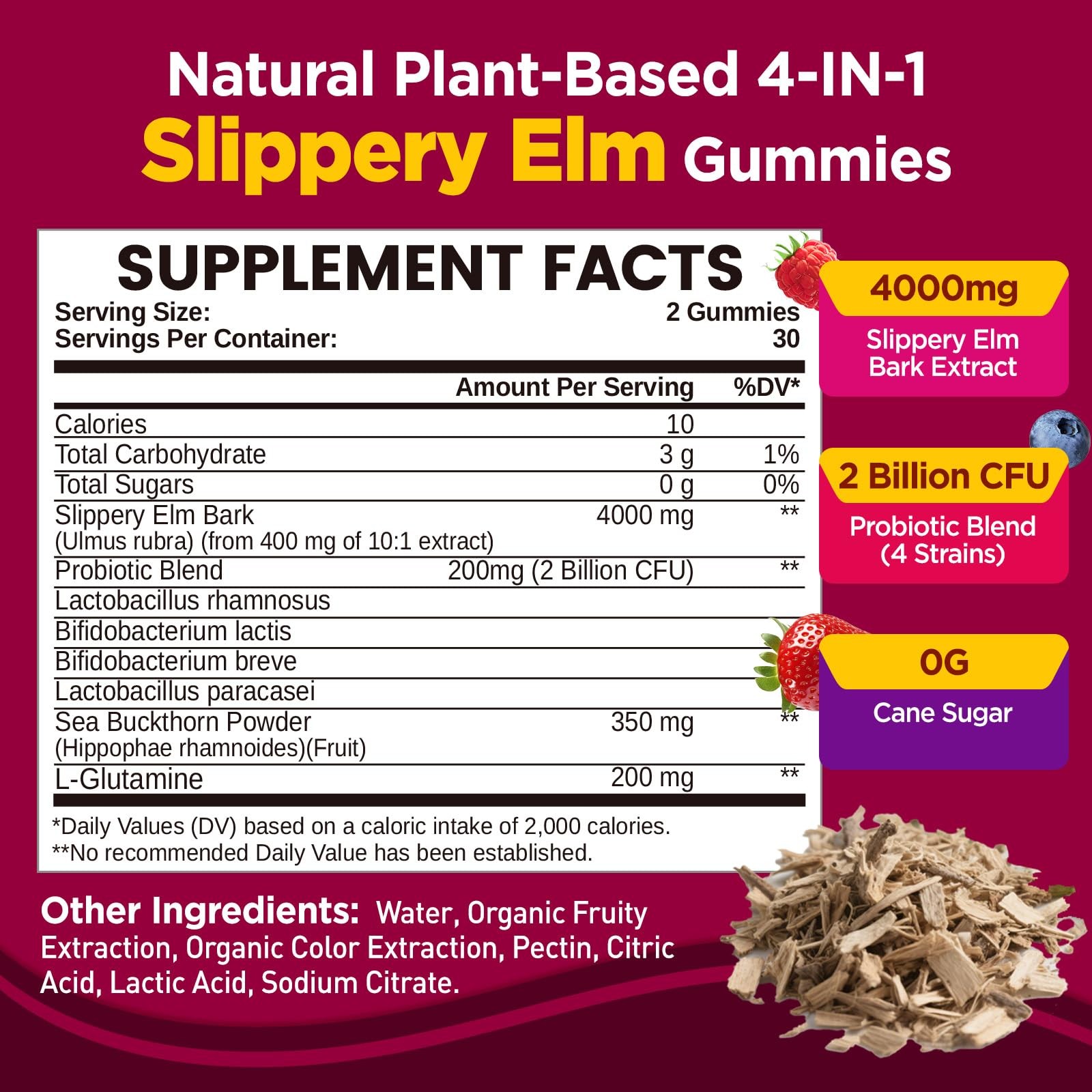 Slippery Elm for Women Gummies, Organic 1 Count (Pack of 60)