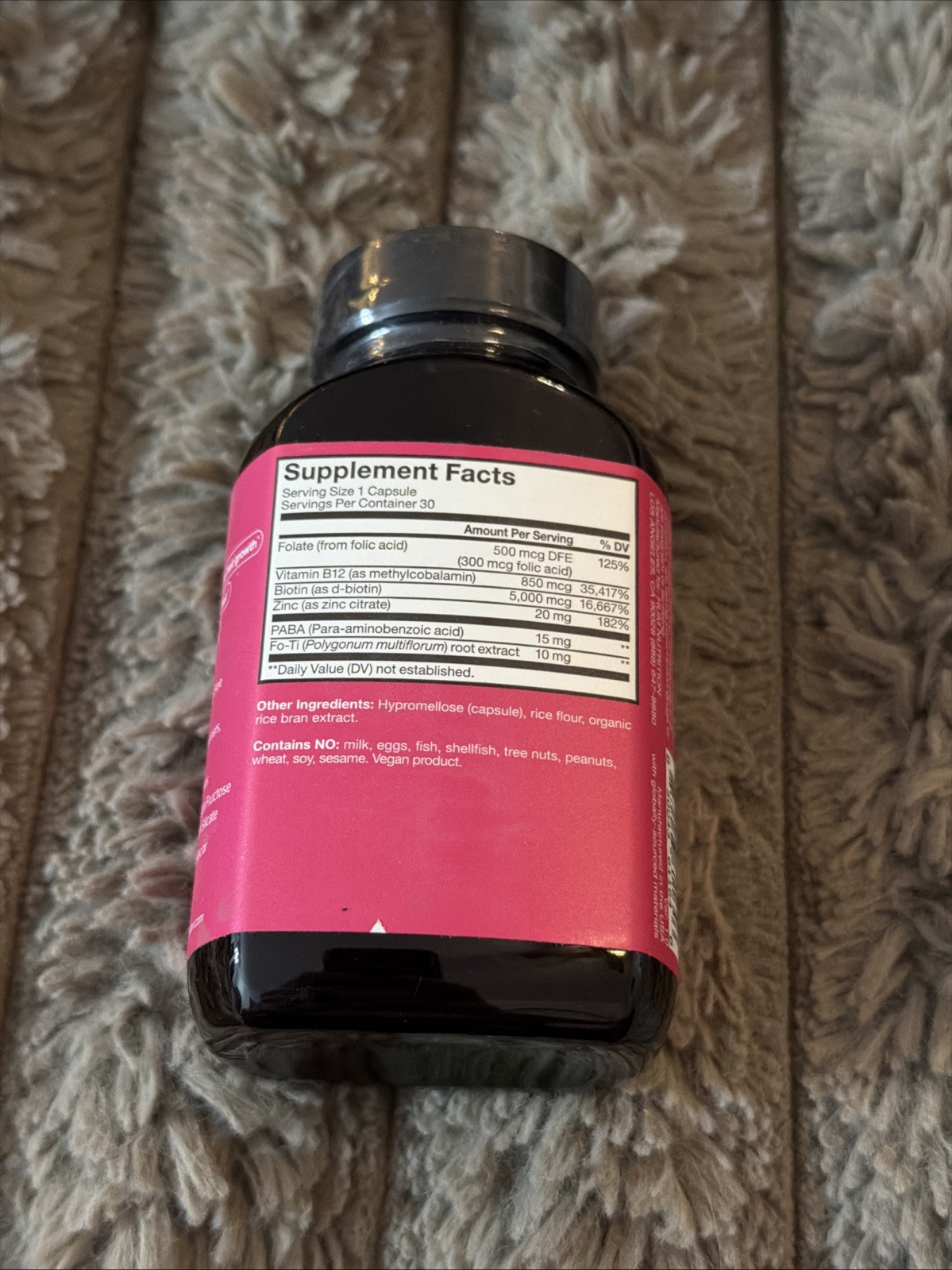 HUM Hair Strong Growth Vitamins Biotin Zinc Folic Acid 30 Vegan Capsules Sealed