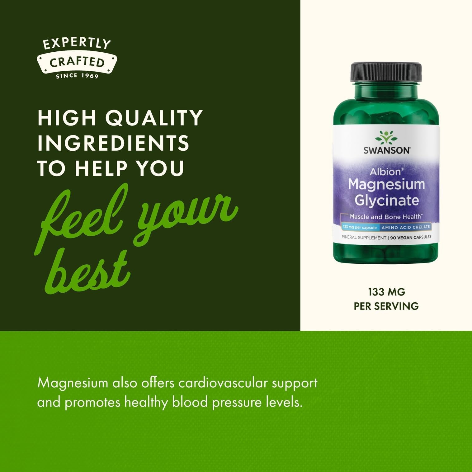 Swanson Chelated Magnesium 133 Milligrams 90 Capsules (2 90 Count (Pack of 2)