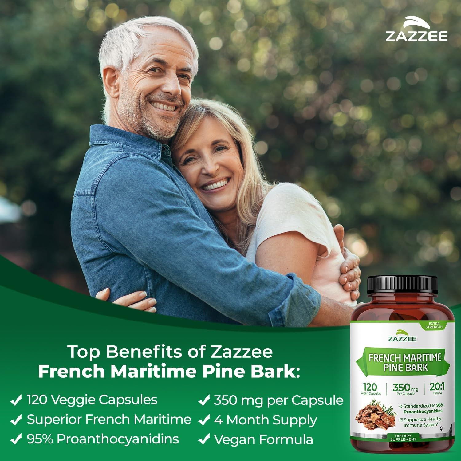 Zazzee Extra Strength French Maritime Pine Bark 20:1 Extract, 350 mg, Kosher