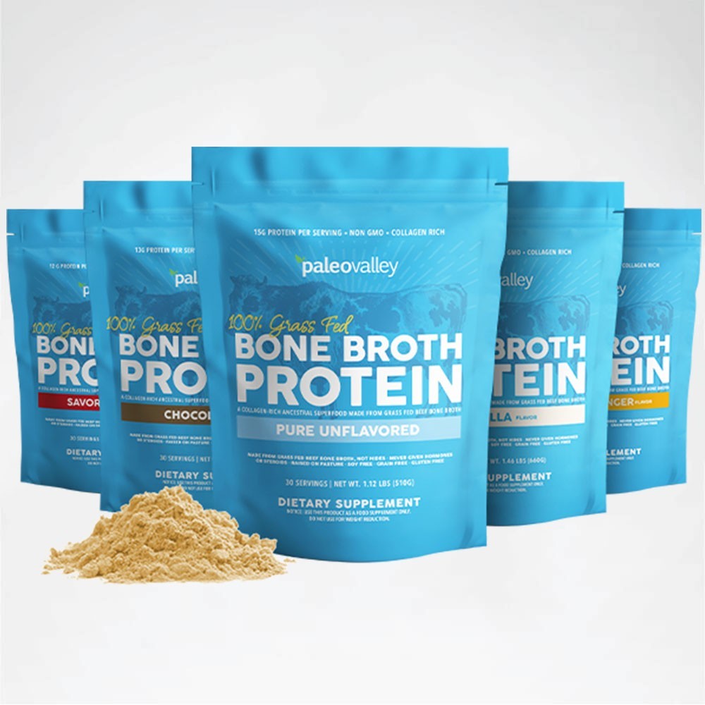 Bone Broth Protein Powder Unflavored Grass Fed Collagen Drink Mix