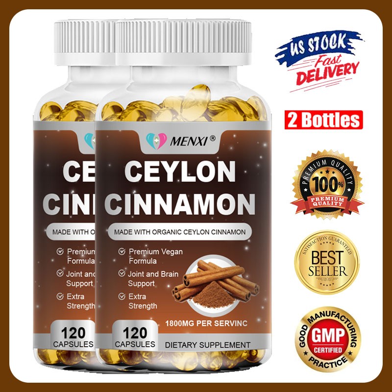 Organic 1800mg Ceylon Cinnamon 240 Capsules Highest Potency Blood Sugar Support