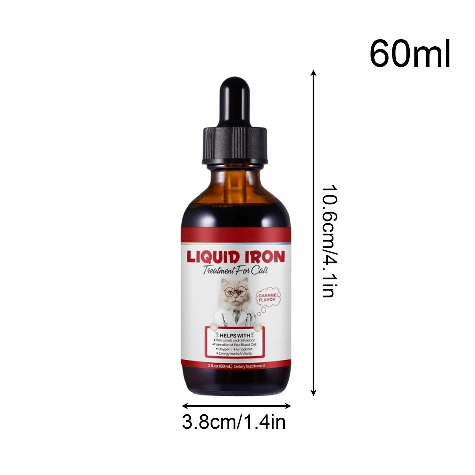 Iron Supplements For Cats, 60ML Liquid Iron Plus Folate And B12 Enhances Anemia