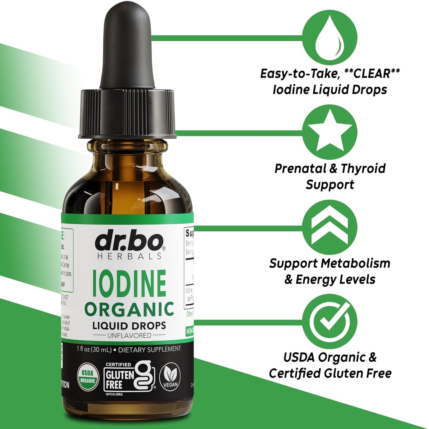 Iodine Liquid Drops Potassium Iodide – 1 Year Supply Pure Clear Organic Iodine D