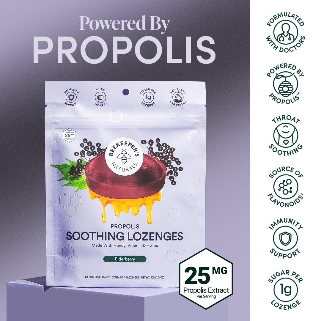 11/28 Lot of 2 Beekeeper’s Naturals Soothing Honey Elderberry Cough Drops Immune