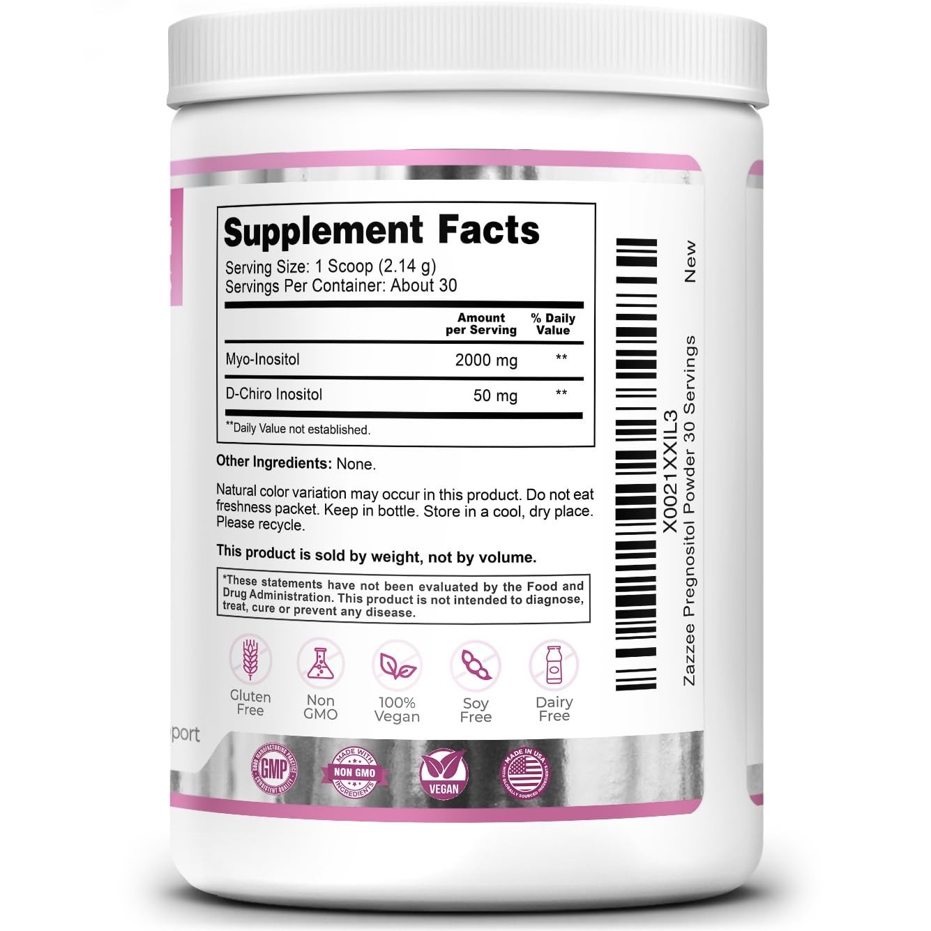 Myo-Inositol & D-Chiro-Inositol Fertility Powder, 30 Servings, Vegan, Non-GMO