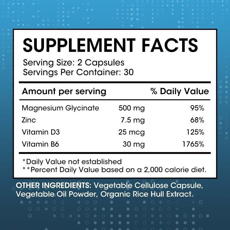 Magnesium Glycinate 500Mg with Vitamin D B6 Zinc Bone Heart Muscle Nerve Health