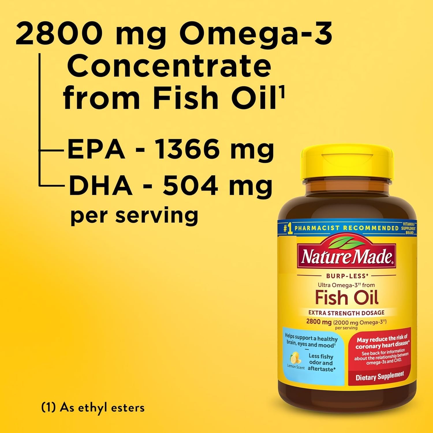 Omega 3 Fish Oil Extra Strength 2800mg, 60 Softgels – Support Heart, Mind & Mood