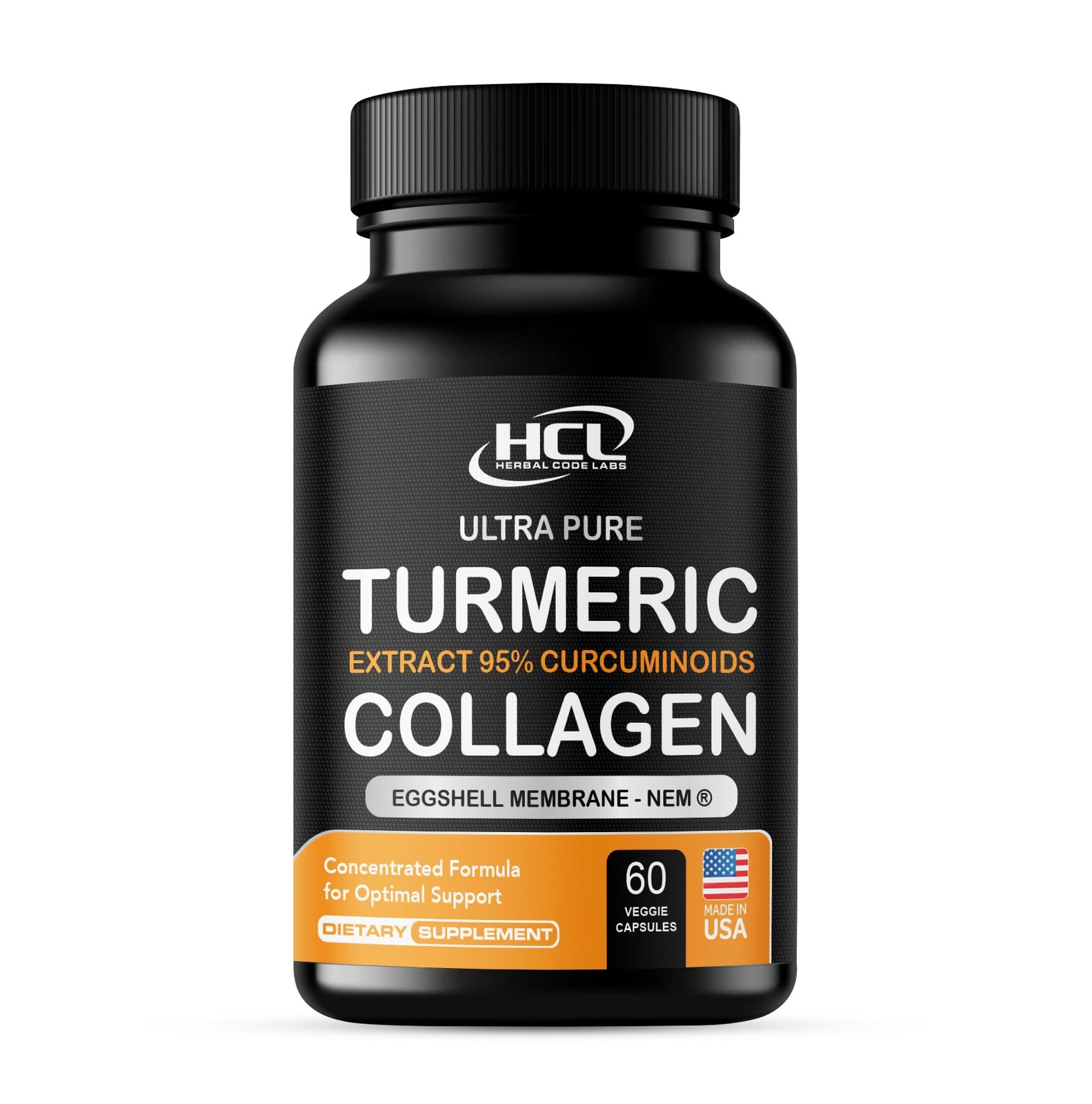 Turmeric Curcumin 95% Extract & Collagen Capsules 1 Count (Pack of 60), White
