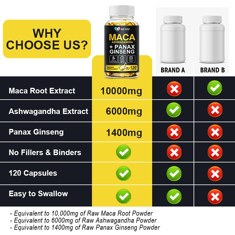 Organic maca root black red yellow 120 capsules maca extreme extract For Men