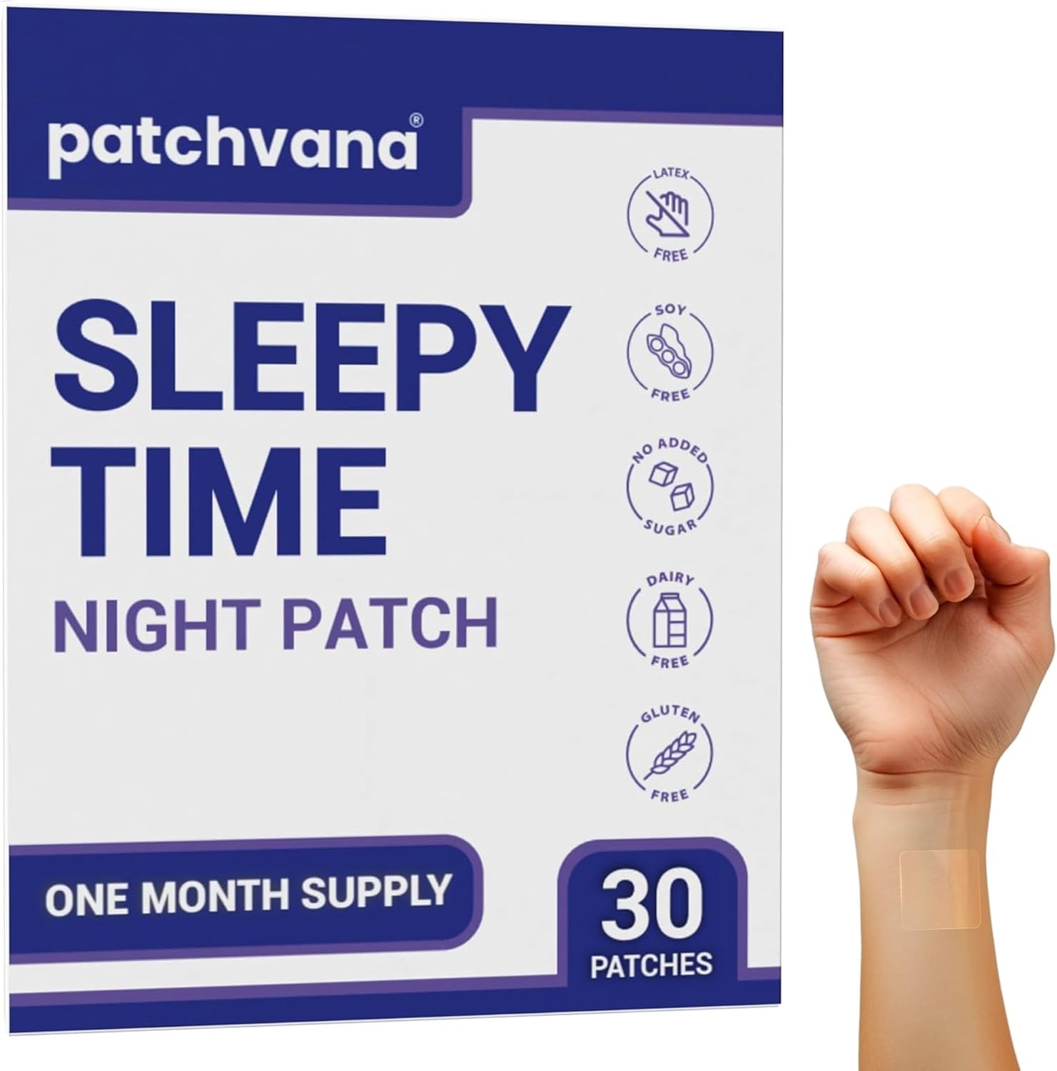 Patchvana Night Time Sleep Support Patches, Natural Sleep Aid, 30 Patches