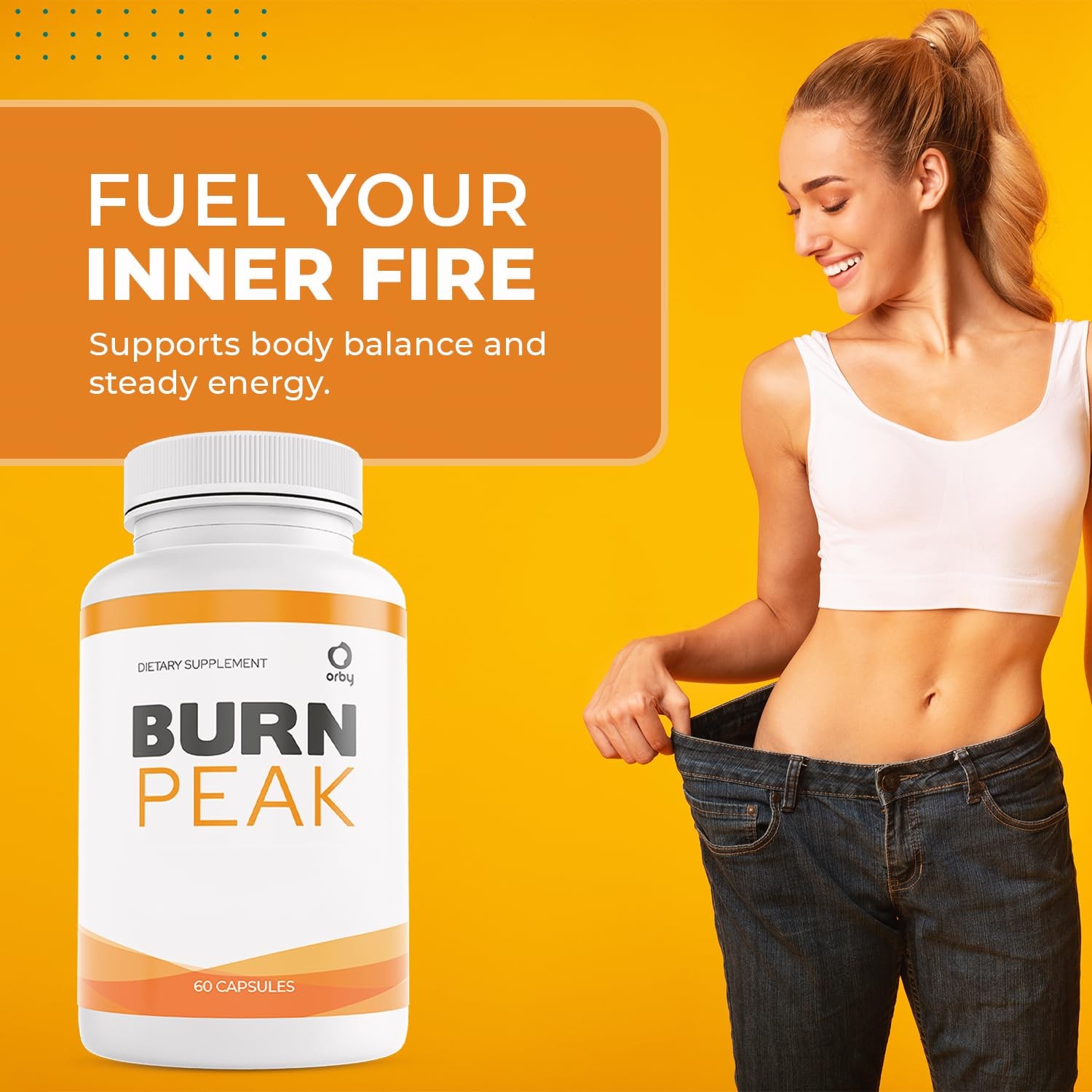 Orby Burnpeak 100 Natural Formula Apple Cider Vinegar Ginger Green Tea More