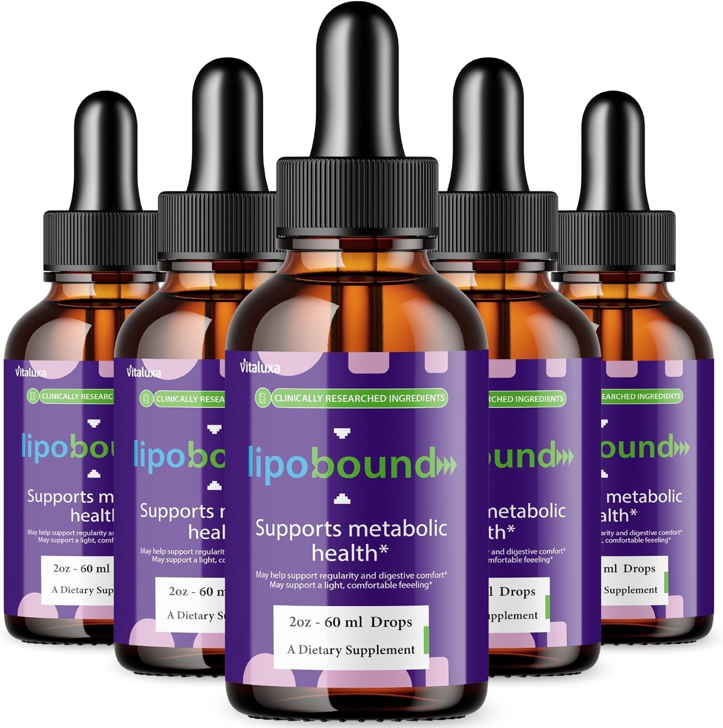 (5 Pack) Lipobound Drops Liquid Supplement Natural Lipo Bound Supplement (10 oz)