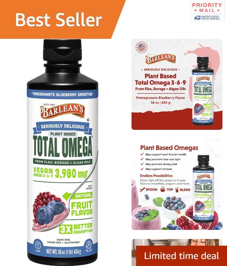 Plant Based Omega 3 6 9 Liquid Supplement Flaxseed and Borage Oil 500 ml