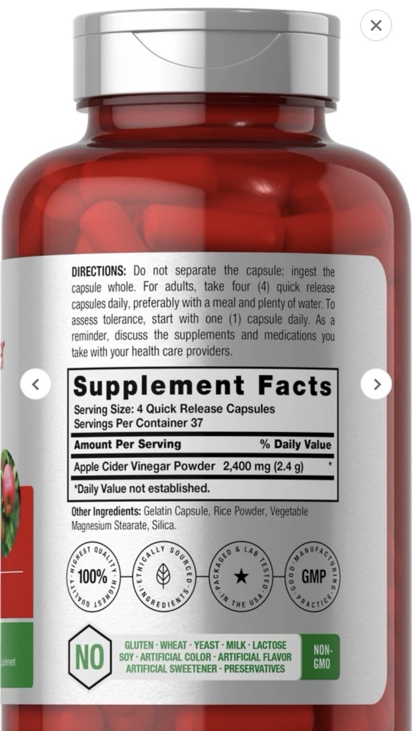 Apple Cider Vinegar Capsules | 2400mg | 150 Count | Non-GMO | by Horbaach