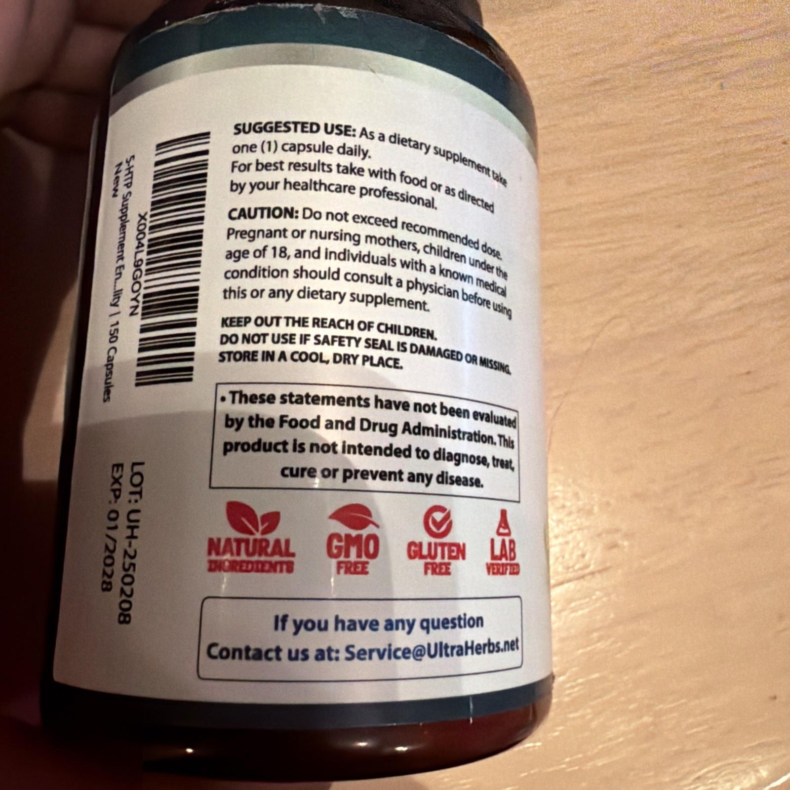 Ultra Herbsb5-HTP Gaba+L-Theanine 10 In 1. 150ct Exp 1/2028