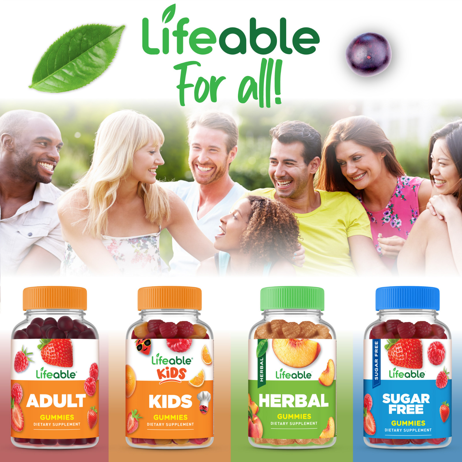 Lifeable Calcium with Vitamin D – Great Tasting Fruit Flavor Gummy – 60 Count