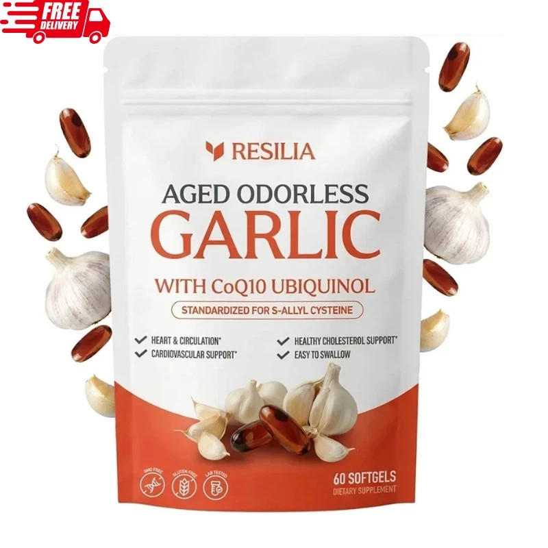 Resilia Garlic Extract 600mg Softgels (60 Count) – Odorless Aged Garlic Extract
