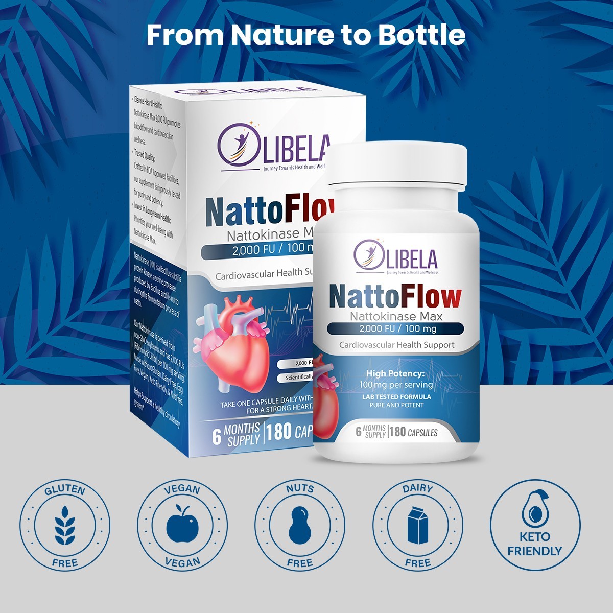 Nattokinase Supplement 4000FU 90 Capsules Cardiovascular Health | Vegan, Non-GMO