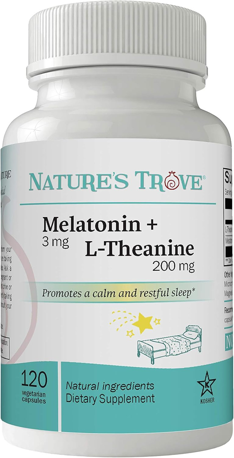 Nature’S Trove Melatonin 3Mg + L Theanine 200Mg – Calm and Relaxation – 120 Kosh