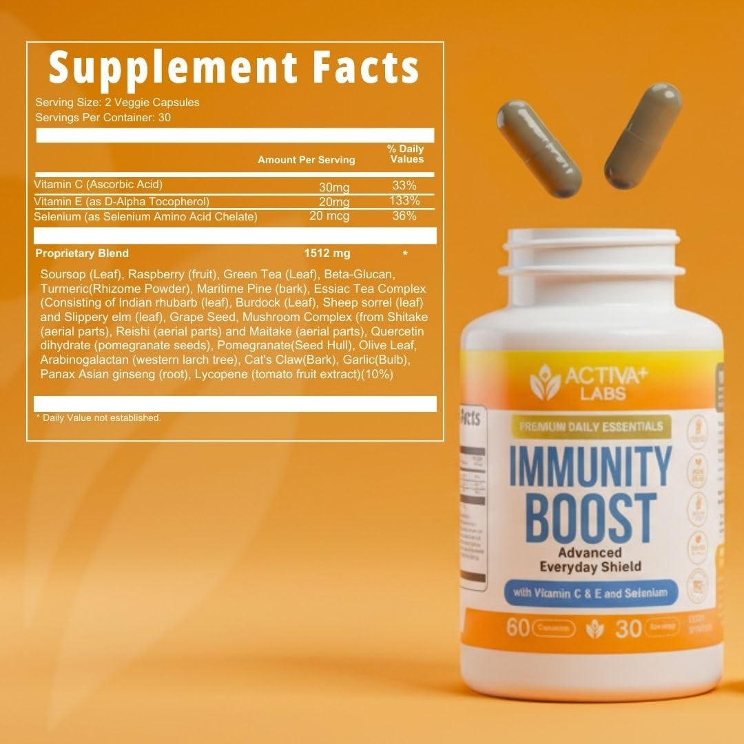 Activa Labs Immunity Boost Total Defense 25-in-1 Immune Support Supplement wi…