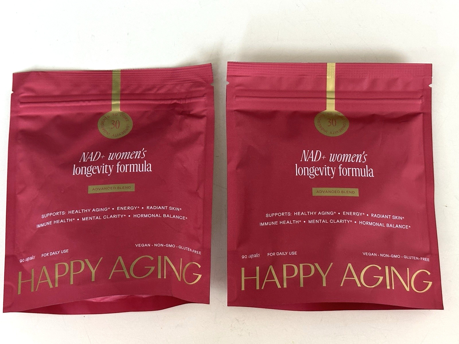 2 Pack Happy Aging Essential Longevity Formula NAD+ Women’s Energy 90ct Capsules