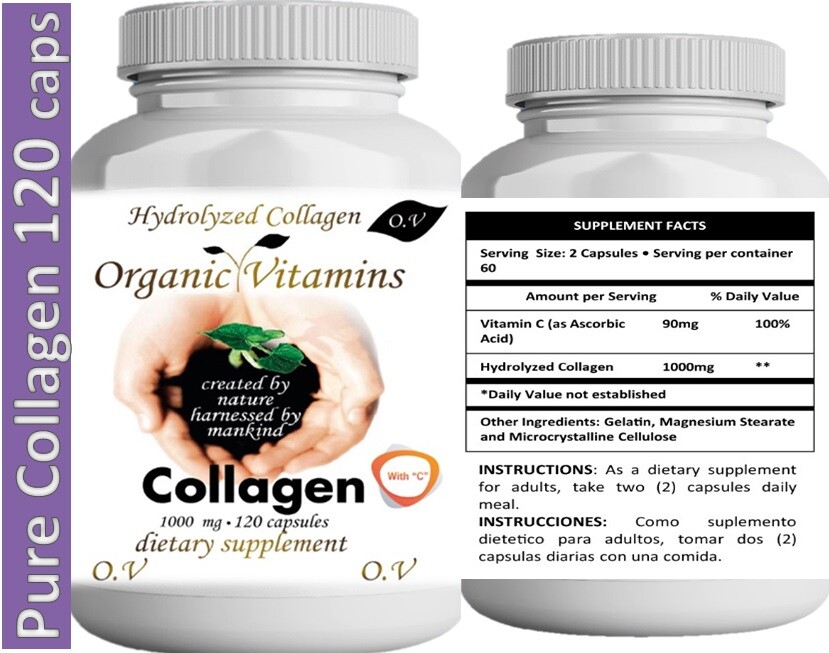 HYDROLYZED COLLAGEN 1000mg BEST Skin Bones Joints Nail Detox Supplement 120 Caps