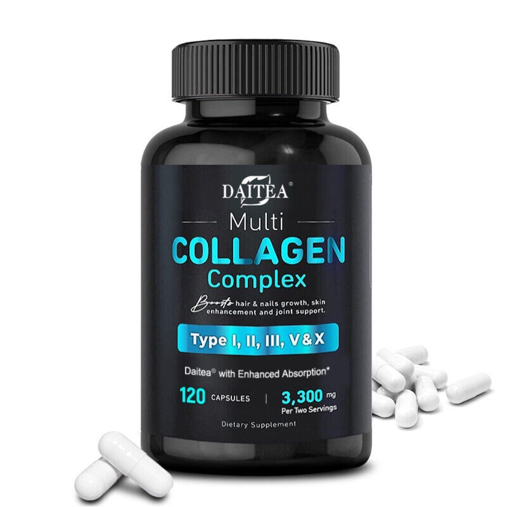 Collagen Complex Type I,II,III,V,X-Easy to swallow Gluten Free Non-Gmo 30/60/120