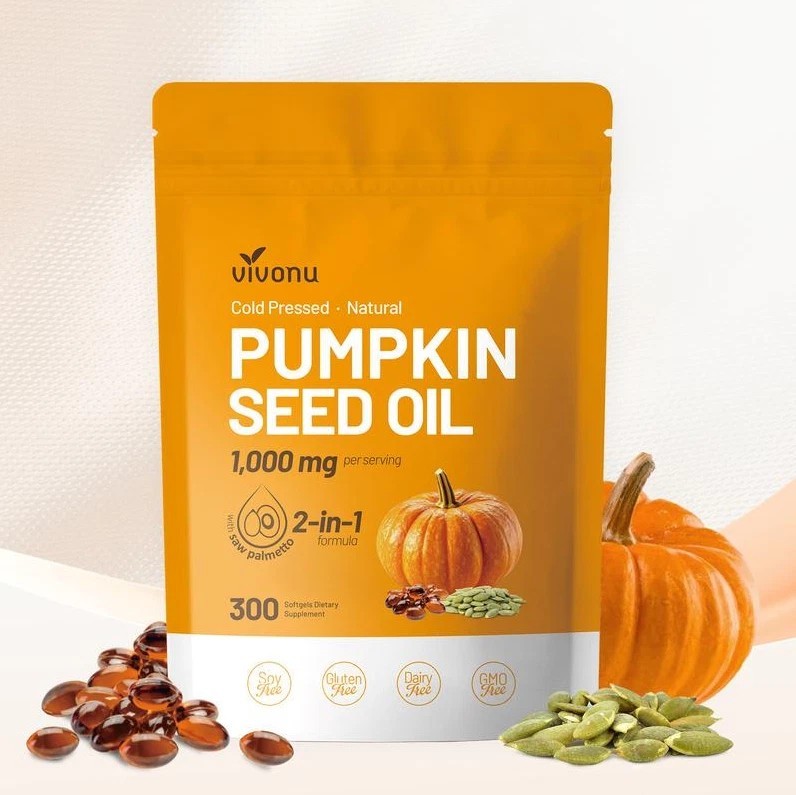 Pumpkin Seed Oil 1000mg with Saw Palmetto 300 Softgels Prostate Health Support)