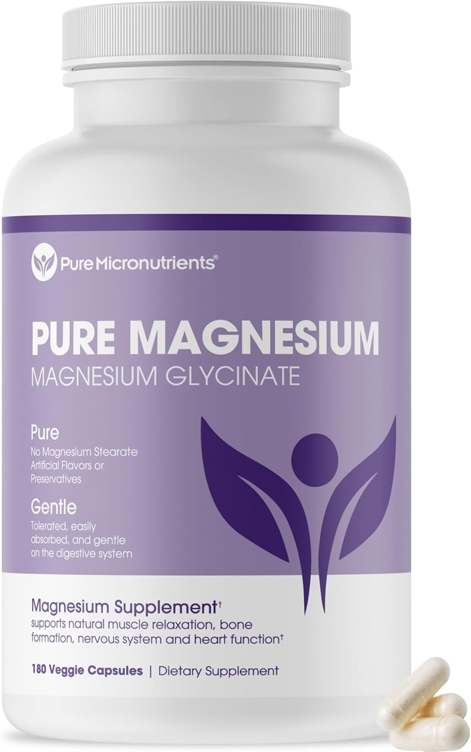 Pure Micronutrients Magnesium Glycinate Supplement 180 Count (Pack of 1)
