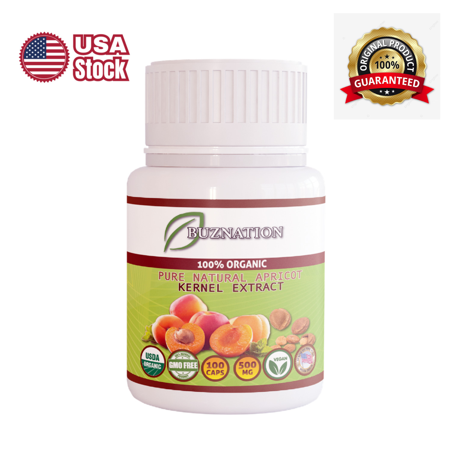 Organic Apricot Extract Boosts Metabolism & Healthy Skin Organic 100 Caps 500mg