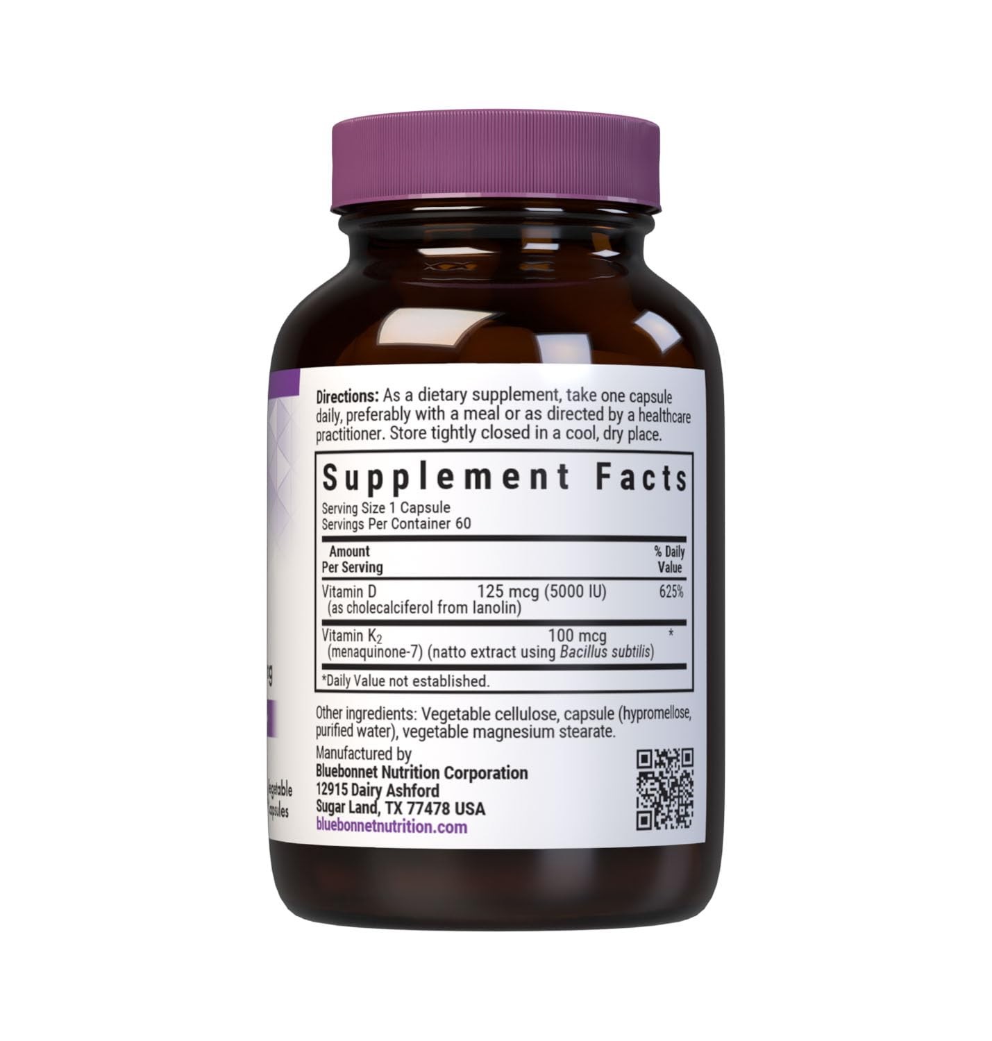 Bluebonnet Nutrition Vitamin D3 & K2, 1 Count (Pack of 60), No Color