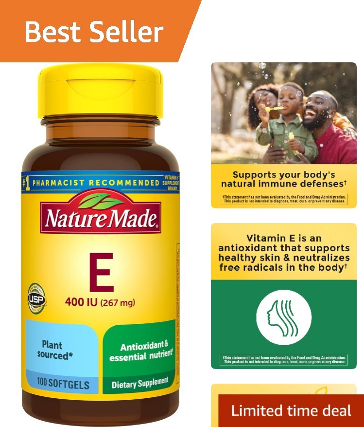 Vitamin E 400 IU Softgels – Antioxidant Support & Skin Health