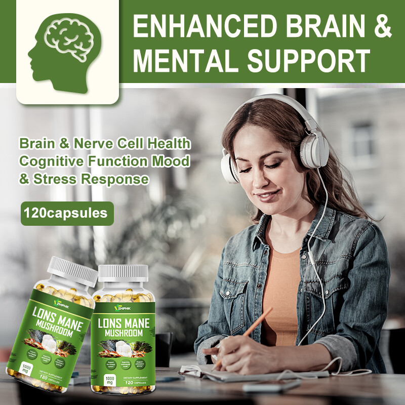 Mushroom Extract Complex Capsules Lions Mane Chaga Reishi Focus Memory Immunity