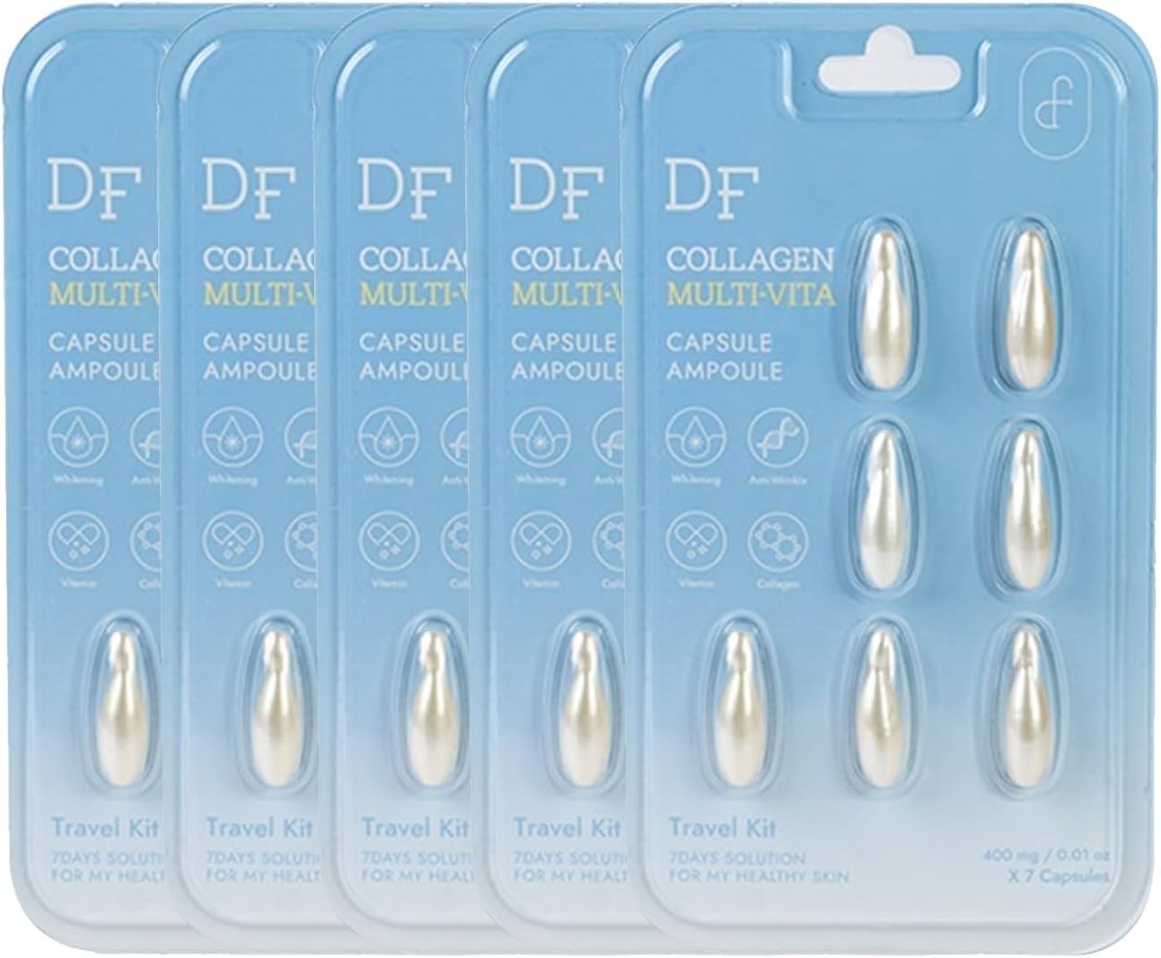 Multi-Vita Capsule Ampoule for Dry, Dull Skin, Collagen & Ceramide,7 Capsules x5