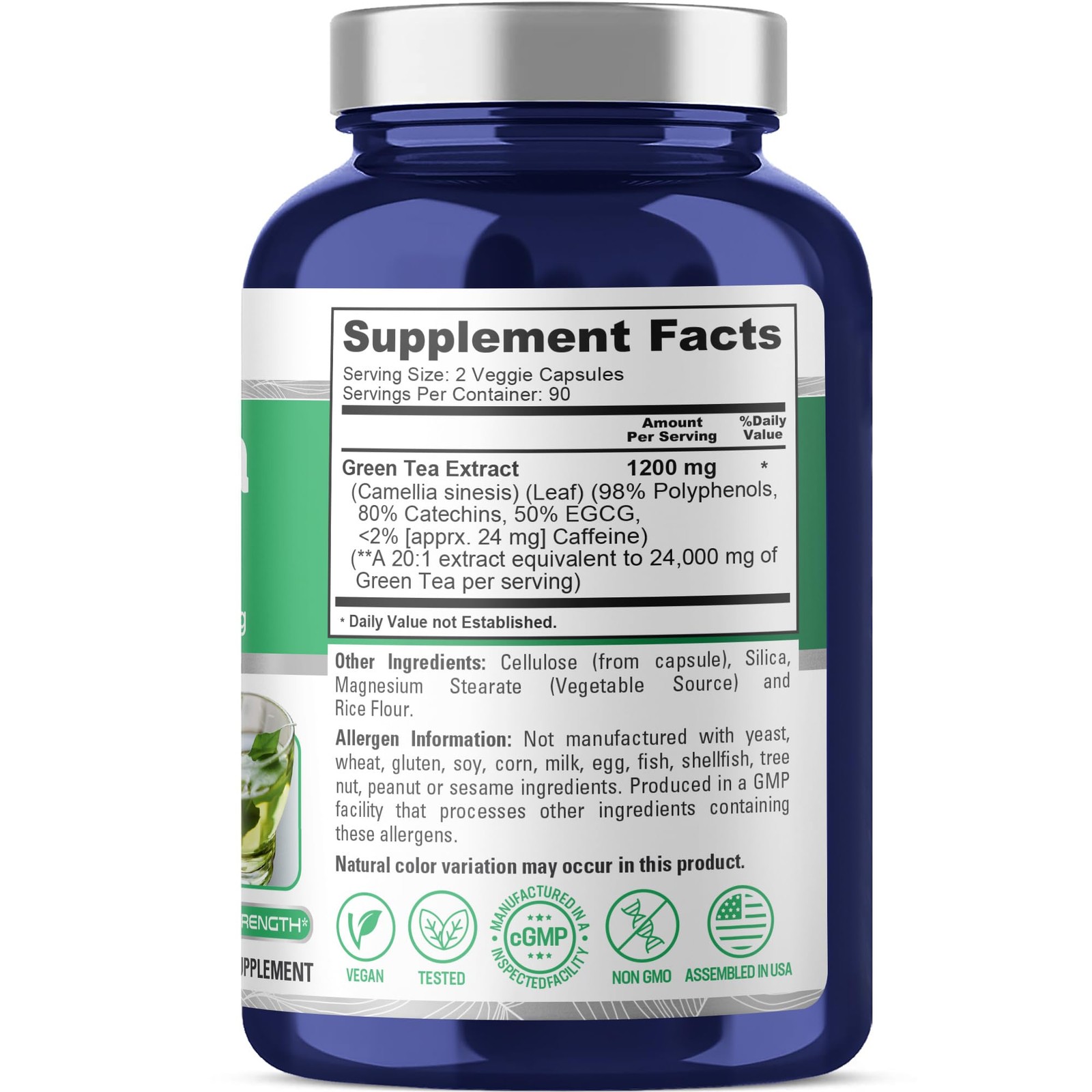 NusaPure Green Tea 201 Extract 1200 mg Equivalent to 24000mg 180 Vegan Capsul…