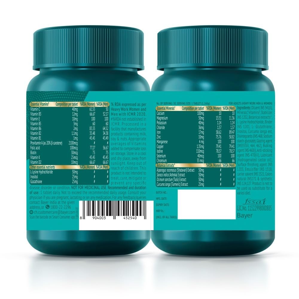 Supradyn Naturals Iron 30 Tablets | 3X Iron, Ashoka, Shatavari | Energy & Blood