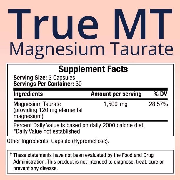 TrueMed-Magnesium Taurate /Supports Cardiovascular Health and Reduces Anxiety