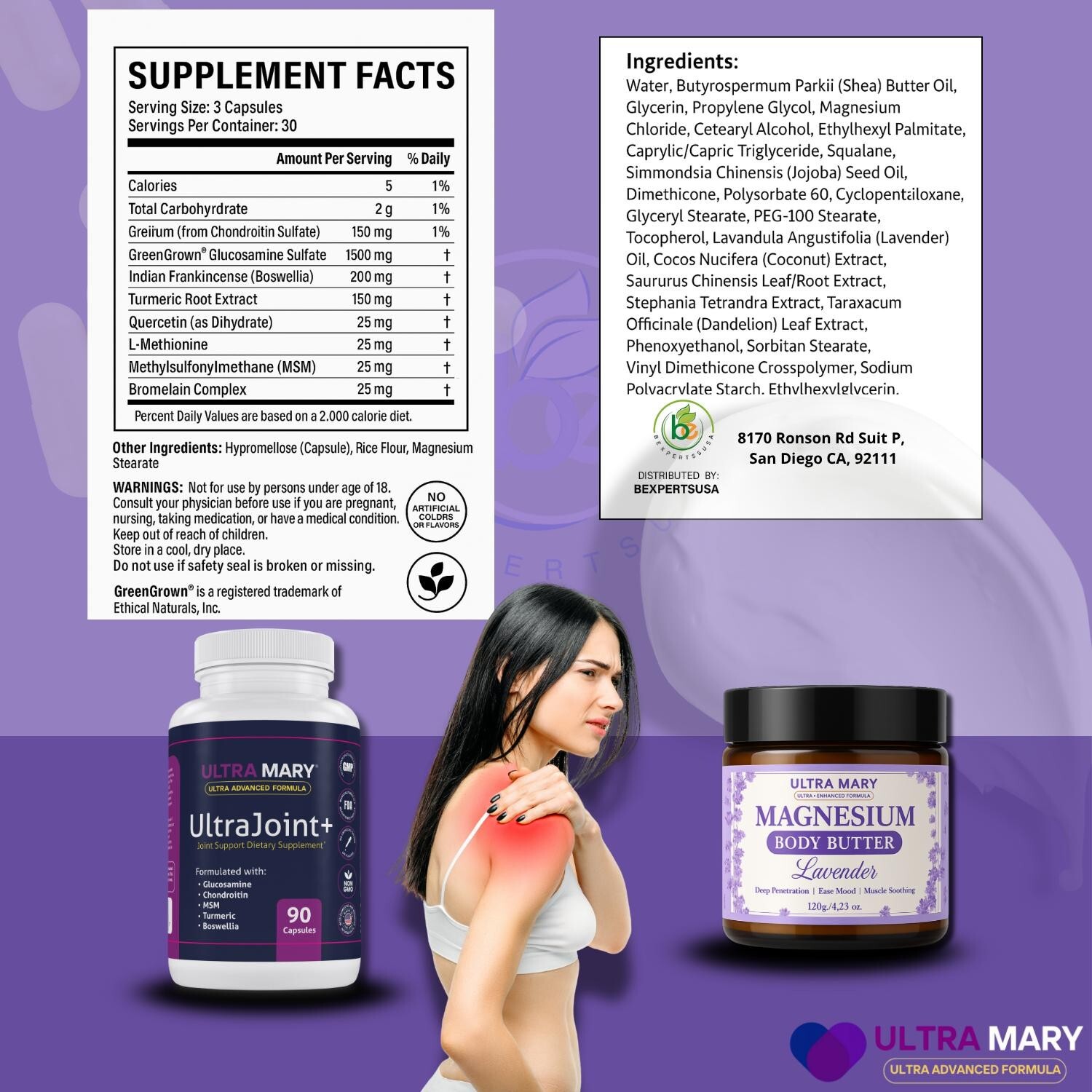 Joint Support UltraMary+ (90 Capsules) + Magnesium Body Butter (4.23 oz) – Gluco