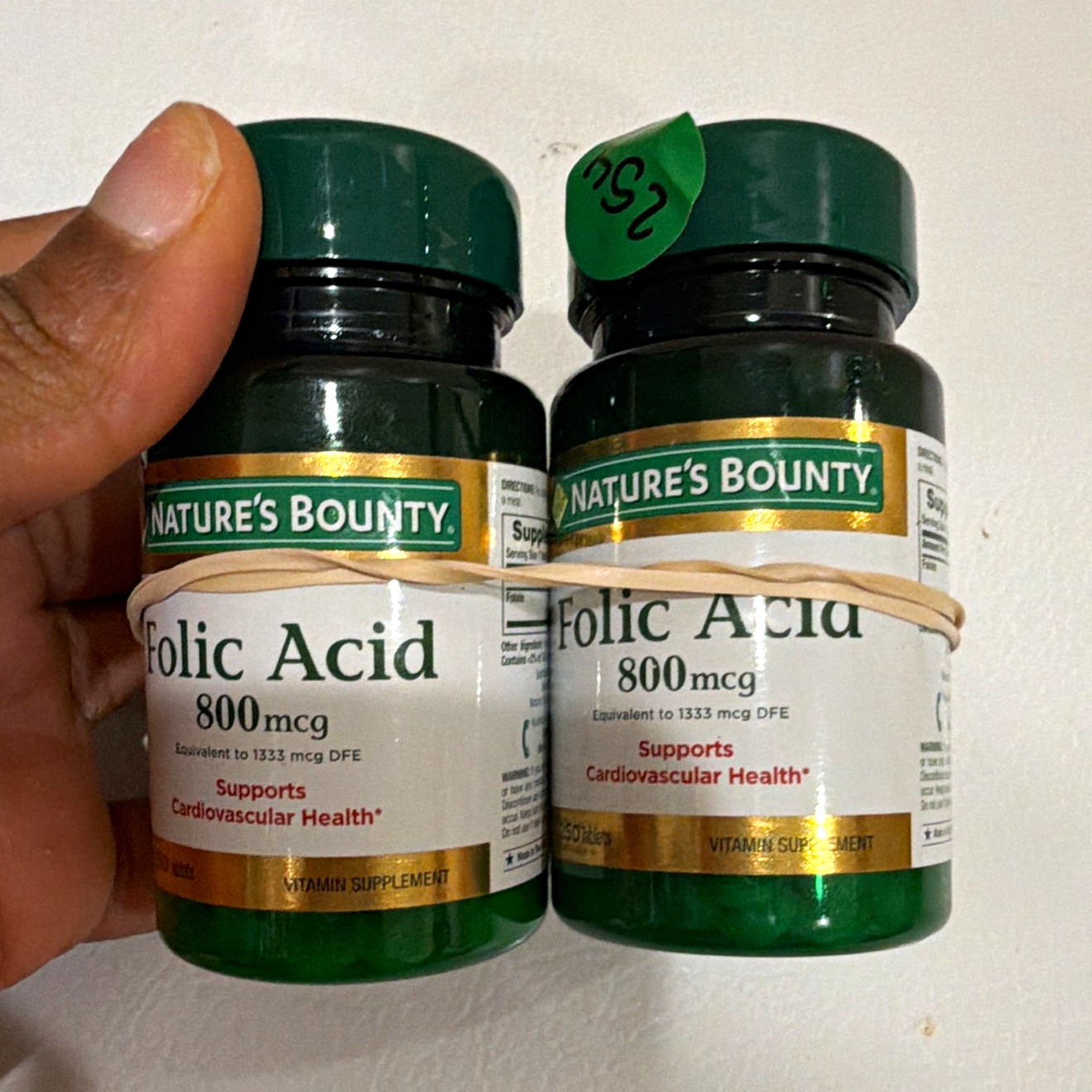 Nature’s Bounty Folic Acid 800 mcg Vitamin Supplement 2 Bottles