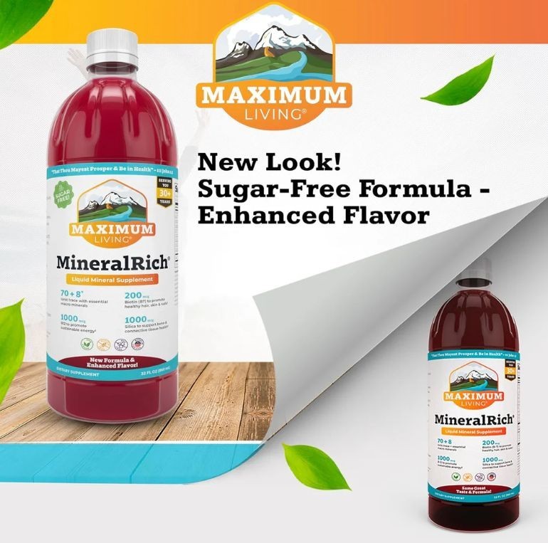 1 BOTTLE MAXIMUM LIVING MINERALRICH LIQUID MINERALS. MINERAL RICH. 32 OZ.